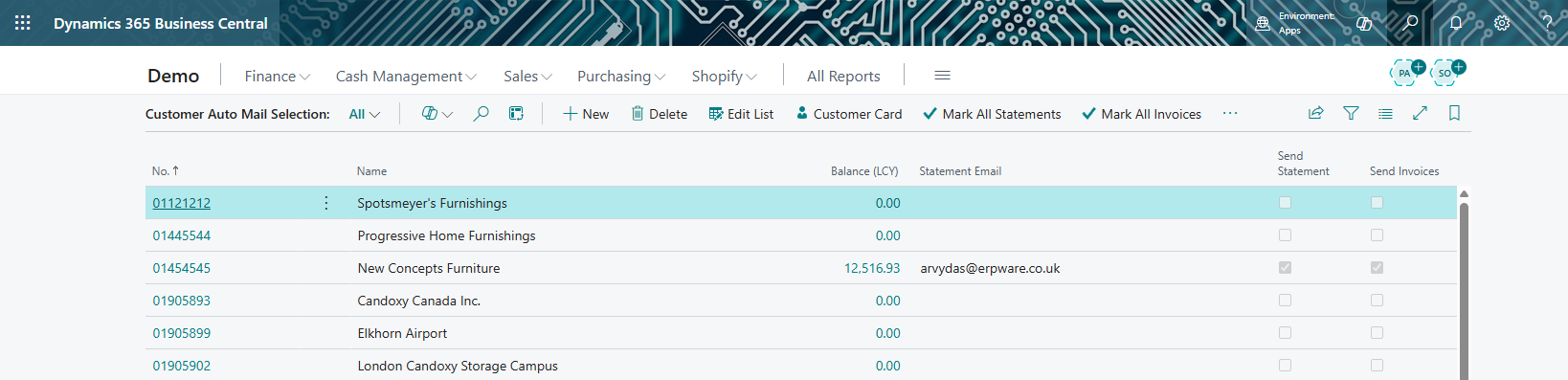 Customer Auto Mail Selection